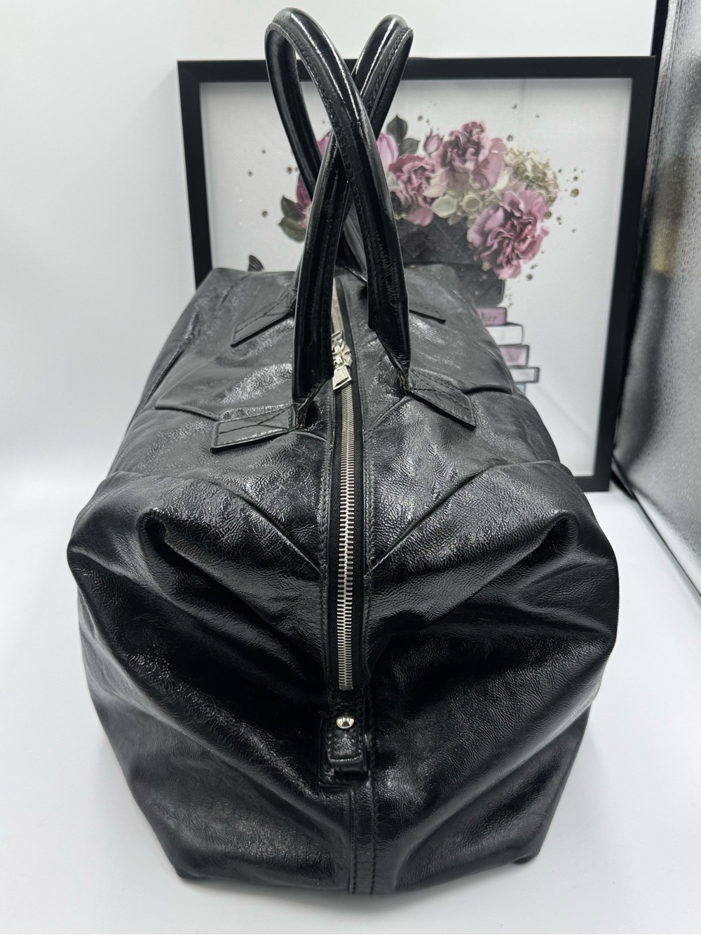 Yves Saint Laurent East Boston Black Patent Leather Satchel - COA - Picture 6 of 16